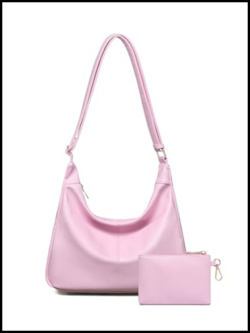 Soft Vegan Leather Slouchy Hobo Bag with Mini Purse Adjustable Strap Crossbody